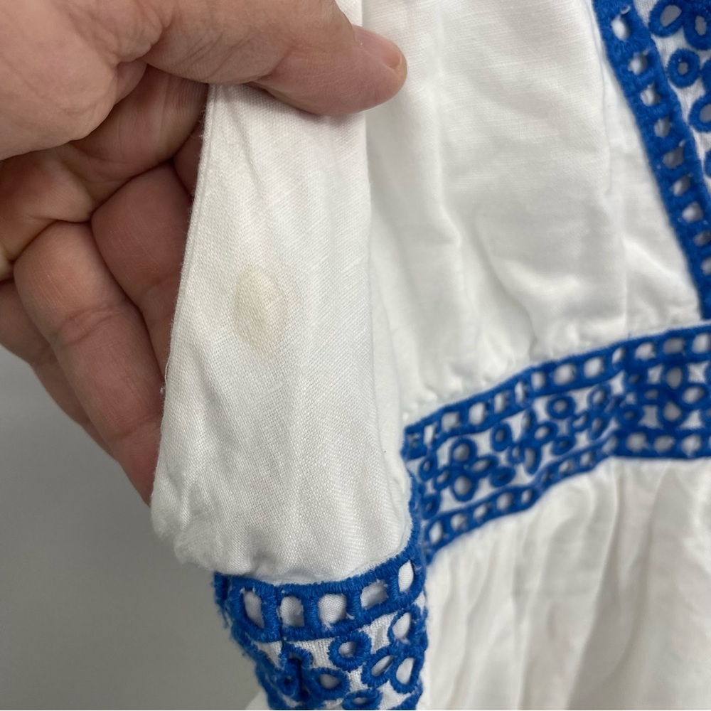 J. Crew | Ruffle Deep V-Neck Beach Linen Blend Dress Style #L7450 Sz M - Picture 8 of 15